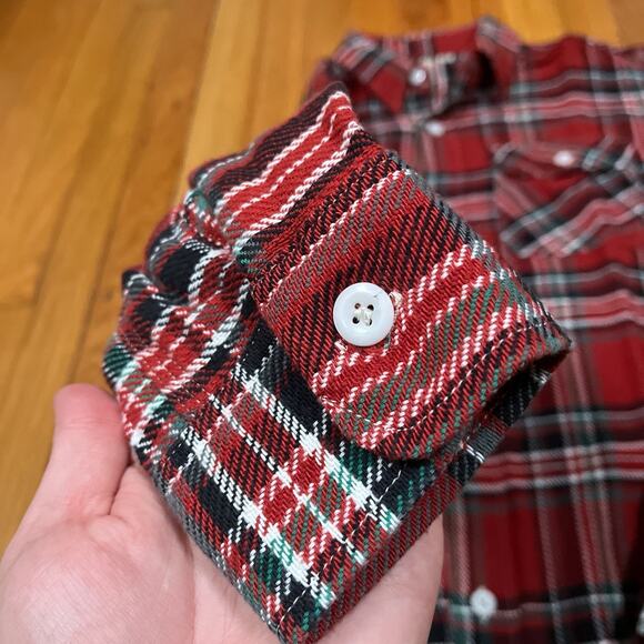 Sugar Cane Japan Button Down Flannel Shirt Red Soft Twill Check Plaid Sz Large - Picture 5 of 12